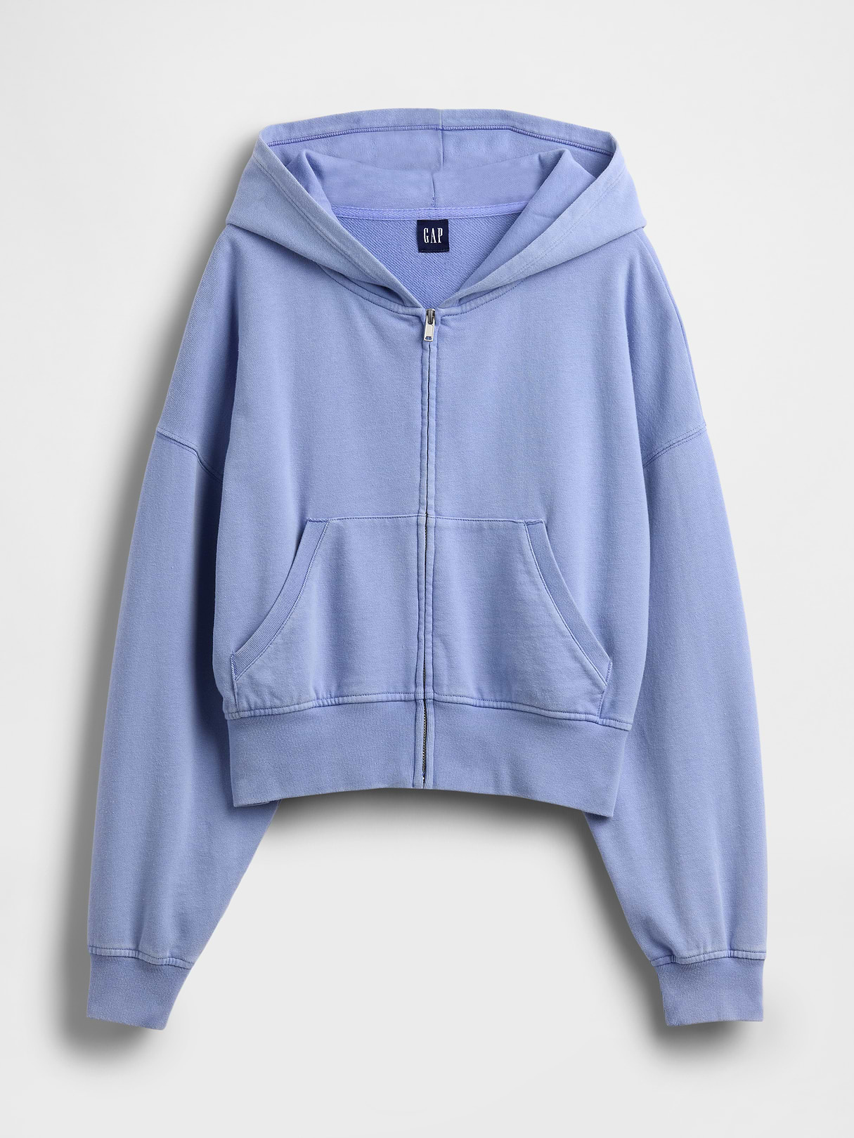 VintageSoft Terry Oversized Wedge Zip Hoodie - Moonstone blue
