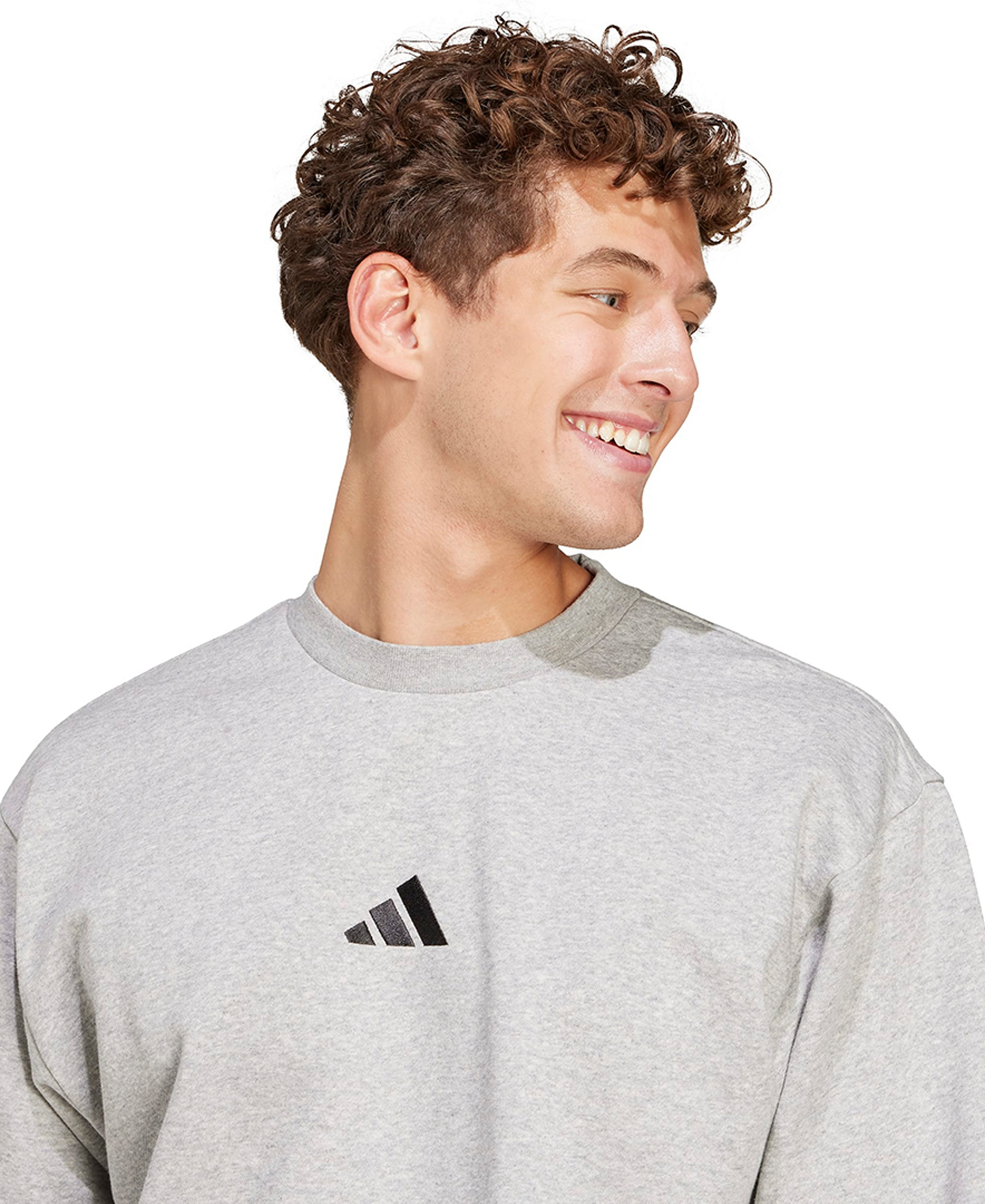 adidas Men's Essentials Feel Cozy Sportswear Crewneck Sweatshirt - Medium Gray