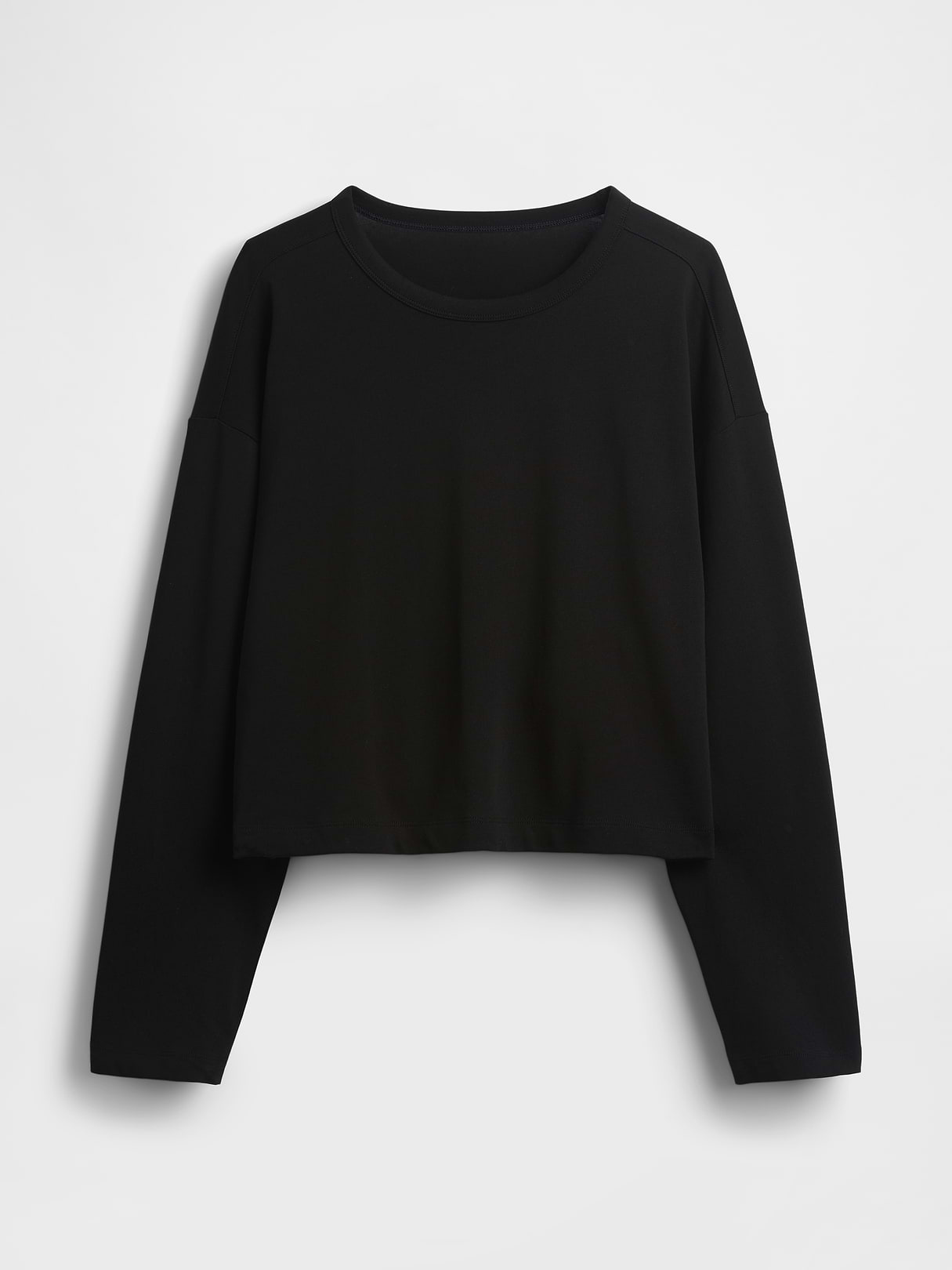 Knit Oversized Crop T-Shirt - Black