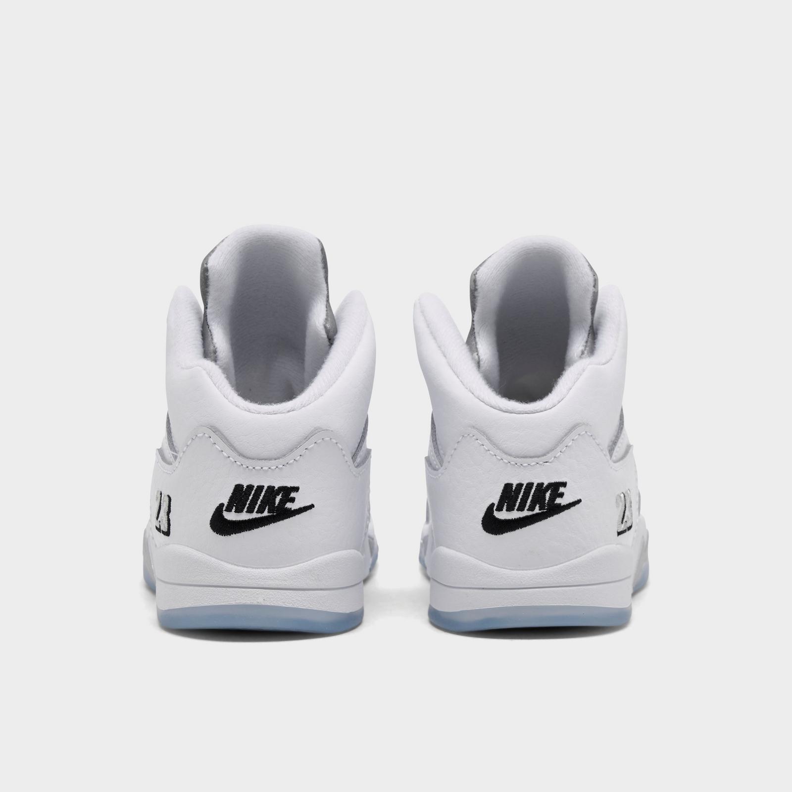 Kids' Toddler Air Jordan Retro 5 Basketball Shoes - White/Metallic Silver/Black - view 4