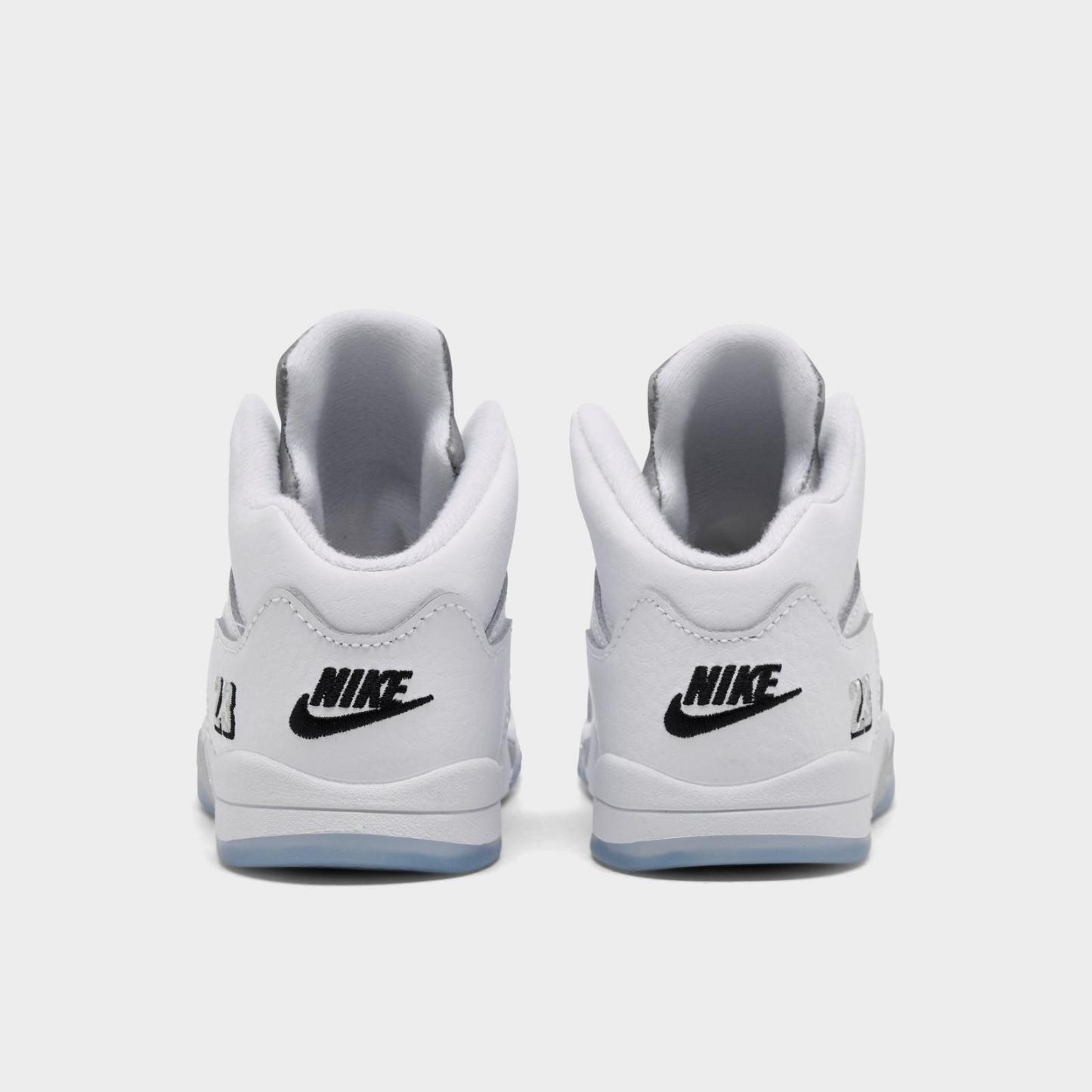 Kids' Toddler Air Jordan Retro 5 Basketball Shoes - White/Metallic Silver/Black - view 4
