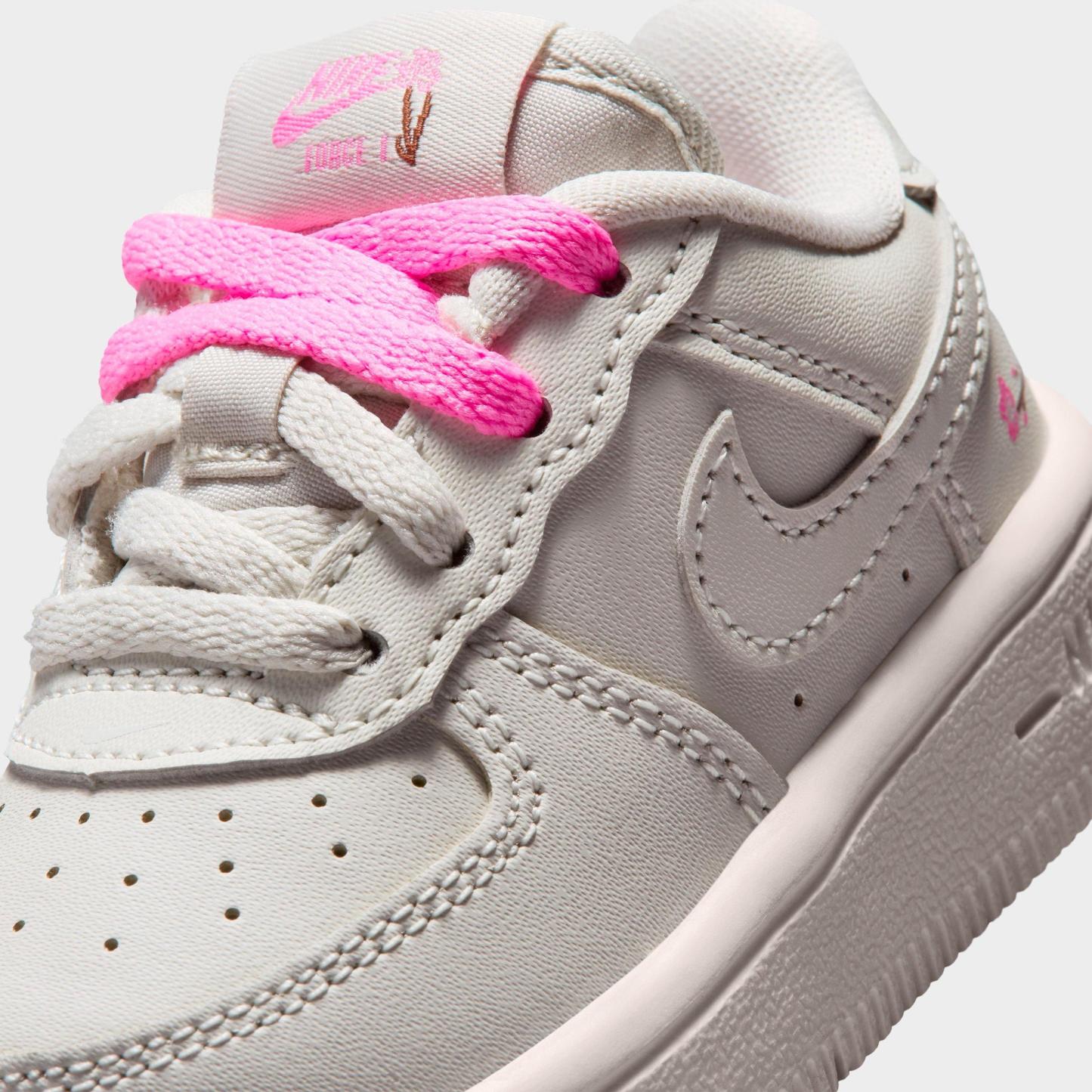 Infant and Kids' Toddler Nithtke Force 1 Low Casual Shoes - Part 1 - Light Bone/Playful Pink/Fauna Brown/Light Bone - Detail shot