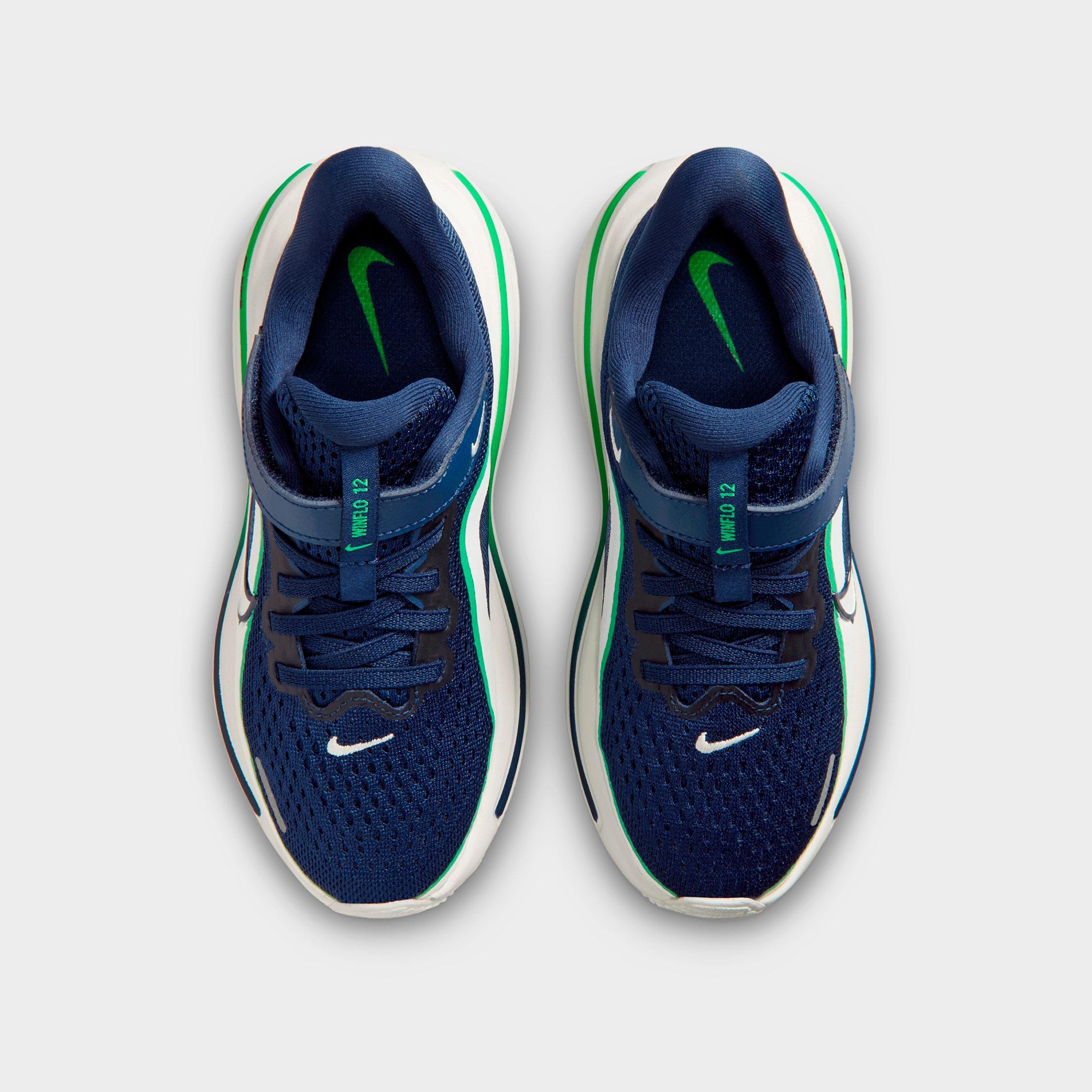 Little Kids' Nithtke Winflo 12 Road Running Shoes - Midnight Navy/Green Spark/Summit White - Top view