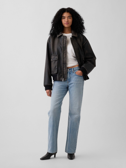 Mid Rise Relaxed Straight Jeans - Light tint indigo