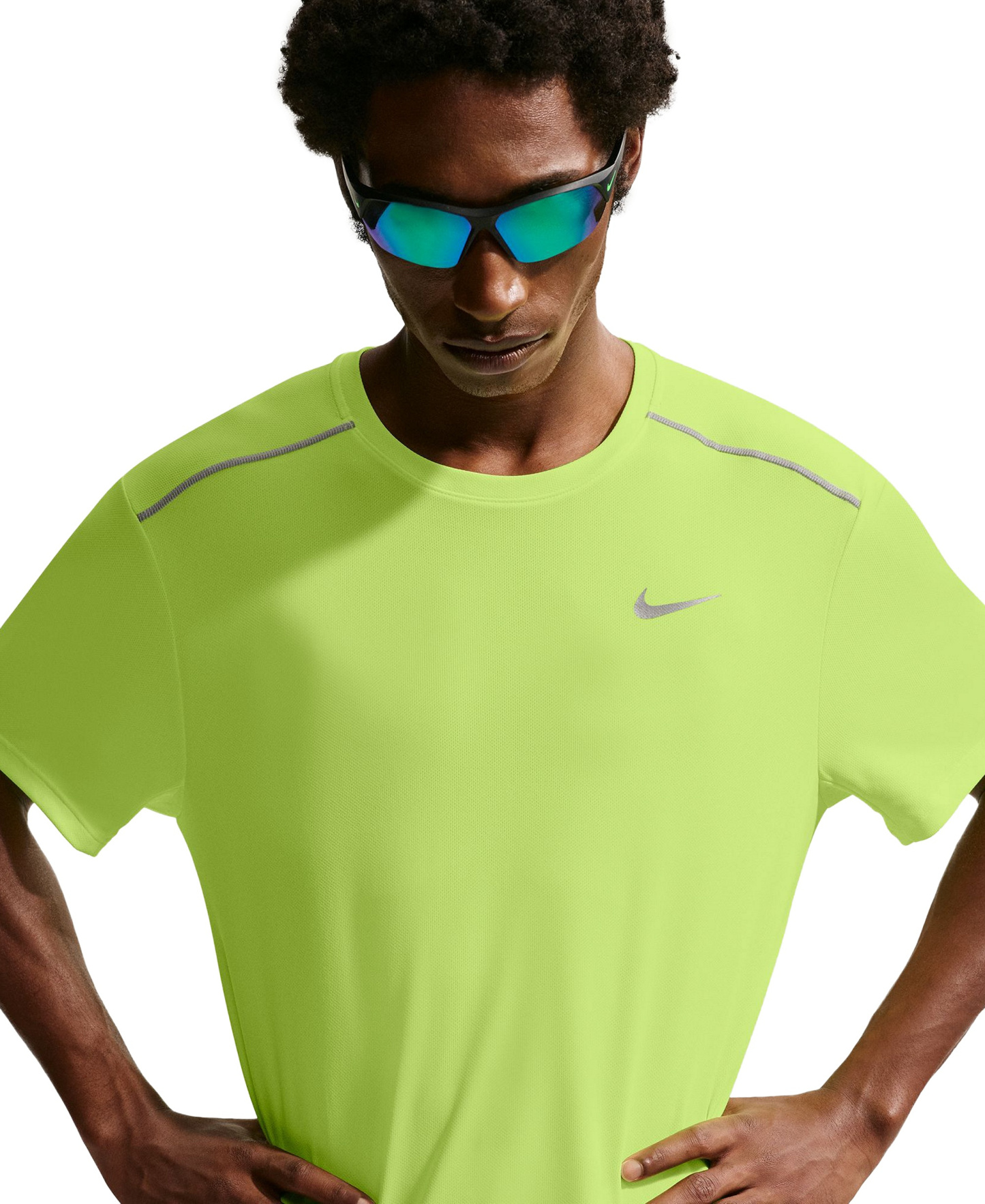 Nike Men's Miler Dri-FIT Running T-Shirt - Volt Ice/Barely Volt/Reflective Silver