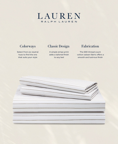 Lauren Ralph Lauren Spencer Stripe Sheet Set, Queen - Stone Grey