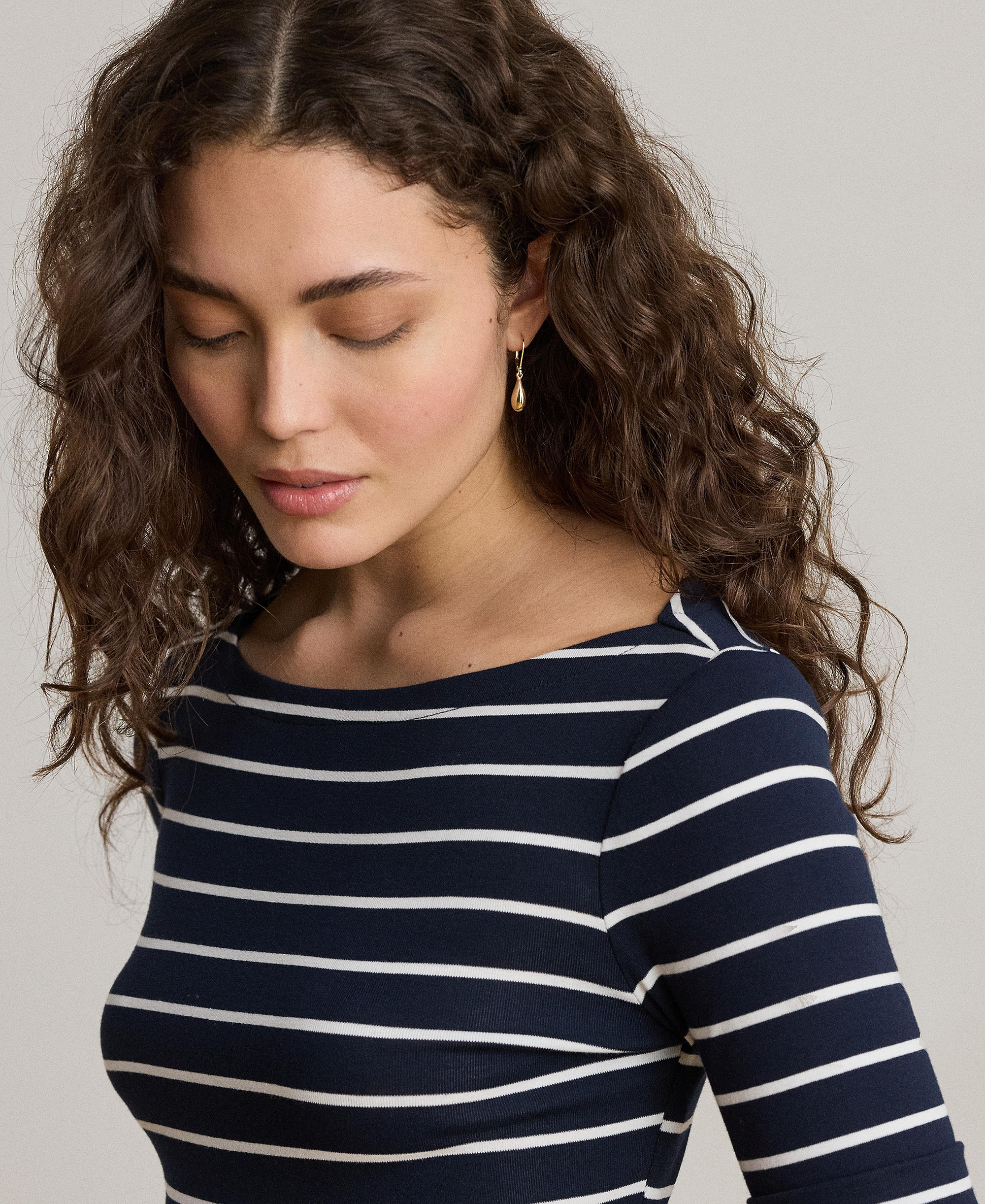 Lauren Ralph Lauren Women's Striped Boat Neck Top - Navy/White