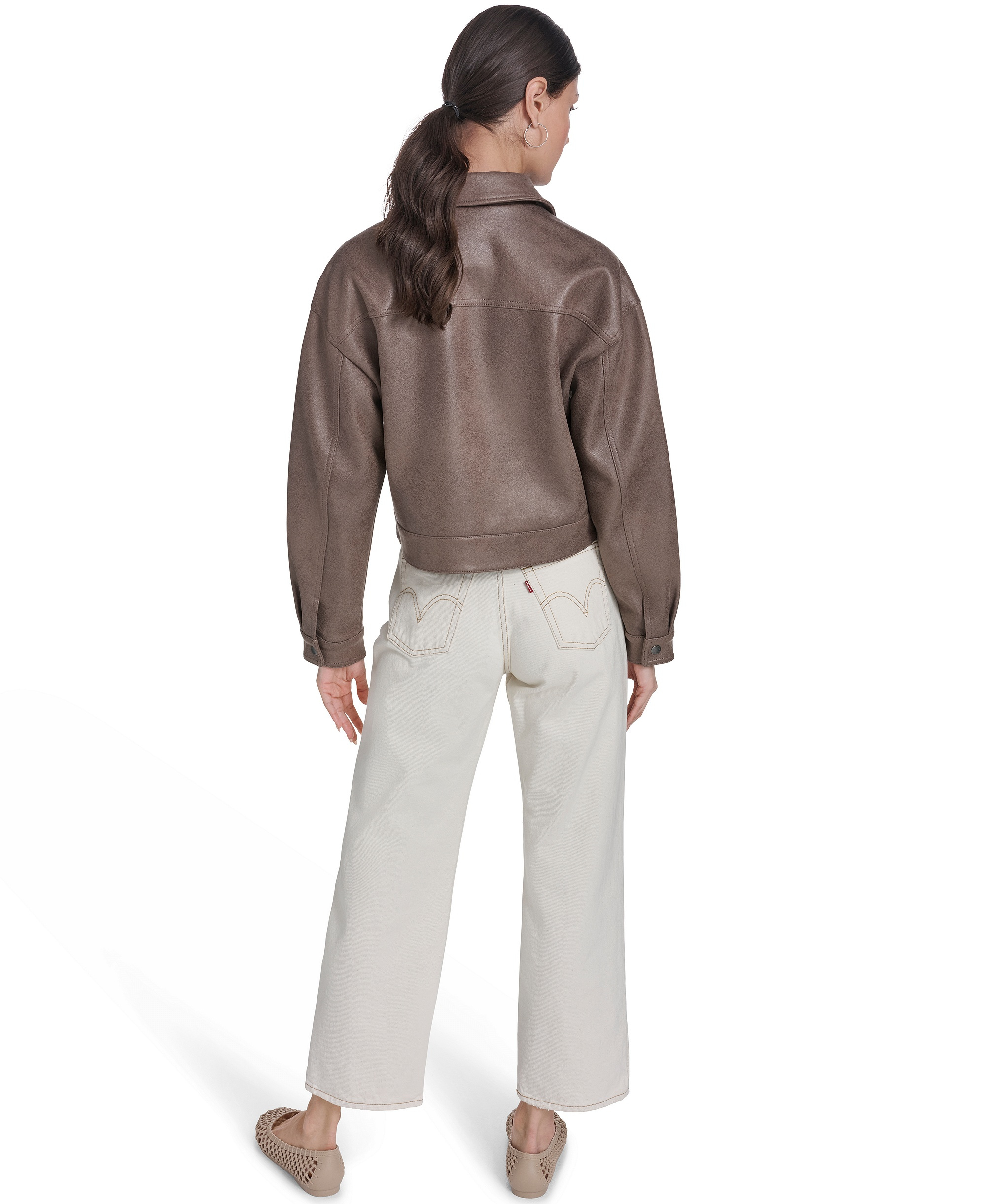 Levi's Women's Faux Suede Relaxed-Fit Zip-Front Jacket - Pine Bark