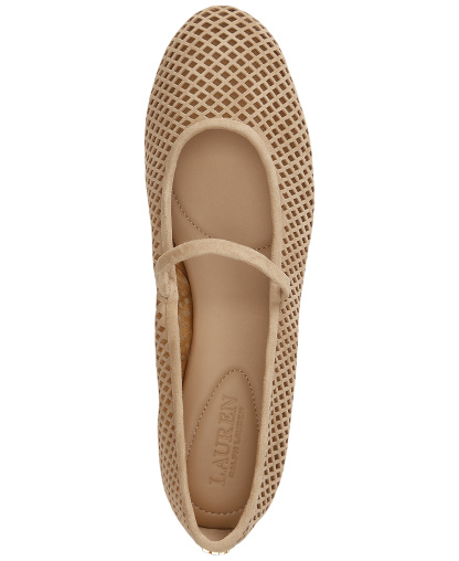 Lauren Ralph Lauren Women's Jayna Perforated Mary Jane Flats - Tan