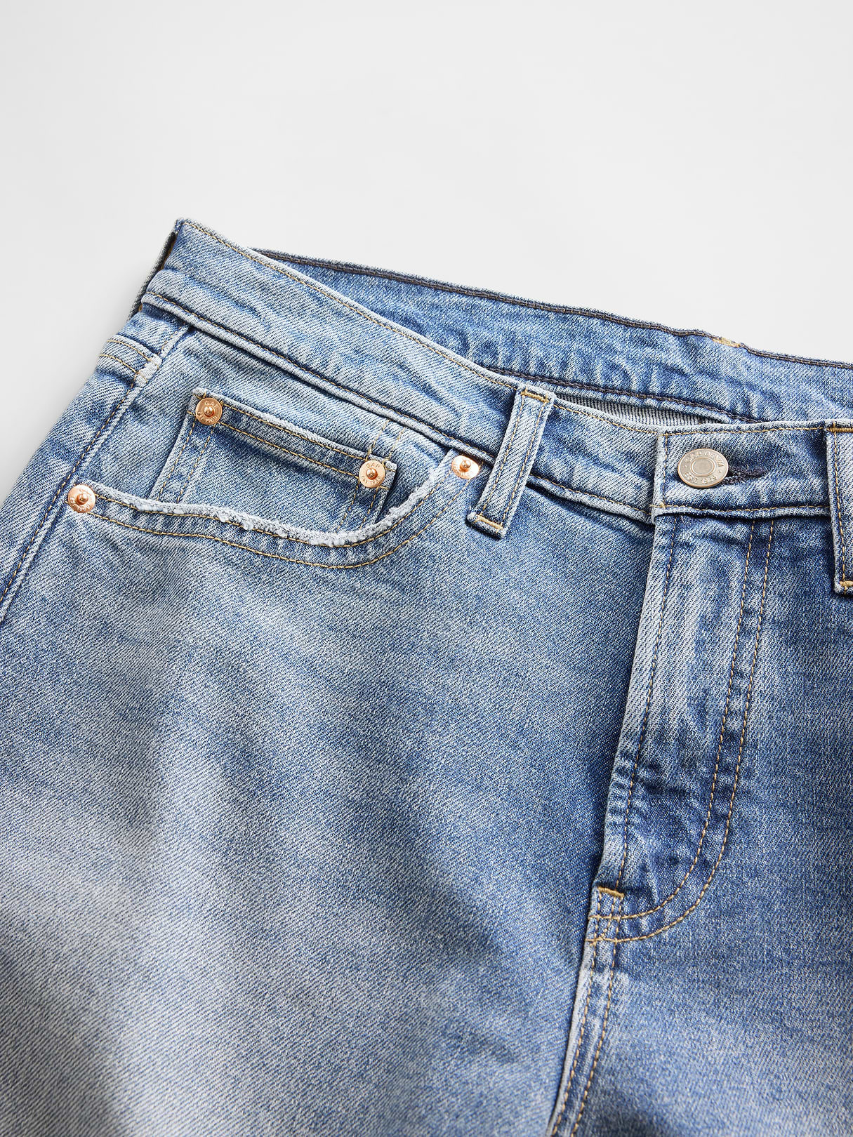 Mid Rise Relaxed Straight Jeans - Medium indigo