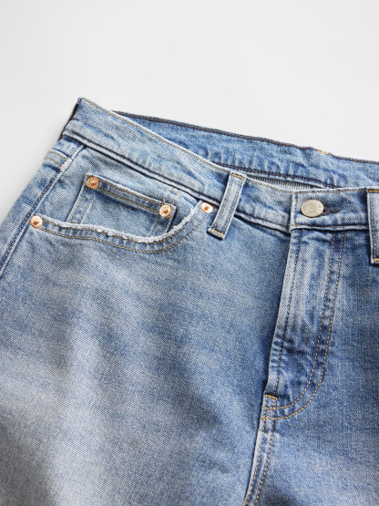 Mid Rise Relaxed Straight Jeans - Medium indigo