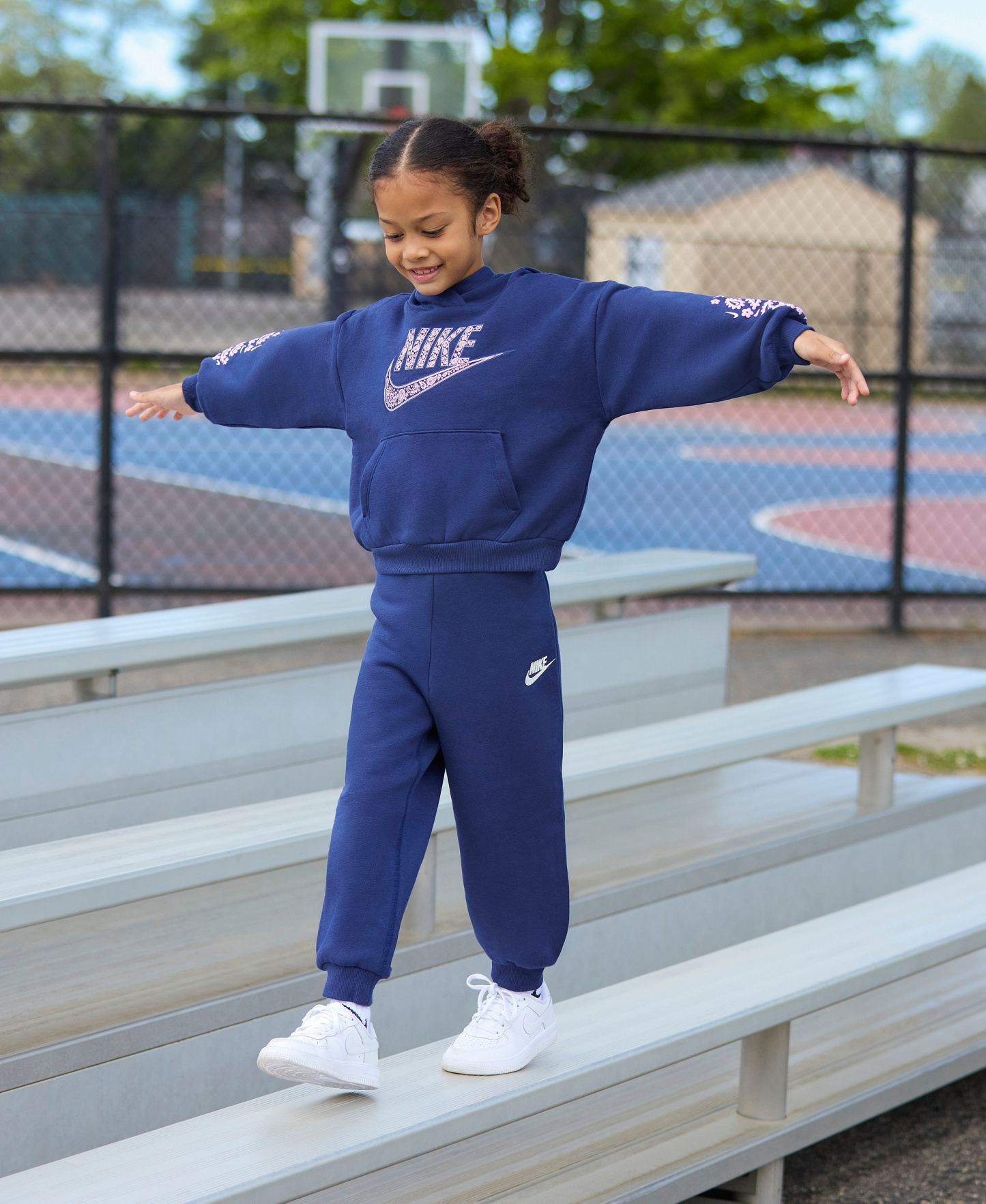 Nike Girls' 4-6X Retro Remix Long-Sleeve Hoodie and Joggers, 2-Piece Set - Midnight Navy