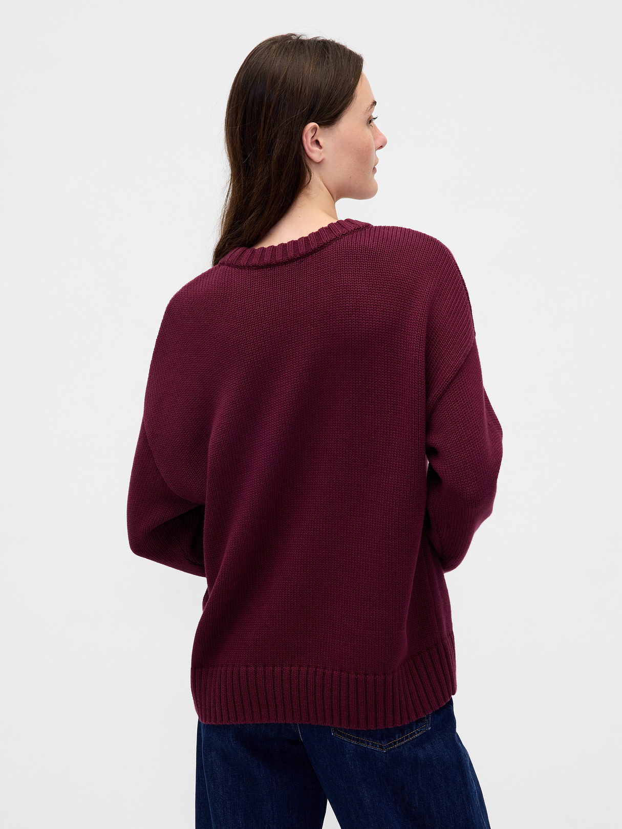 100% Cotton Oversized Sweater - Tuscan red