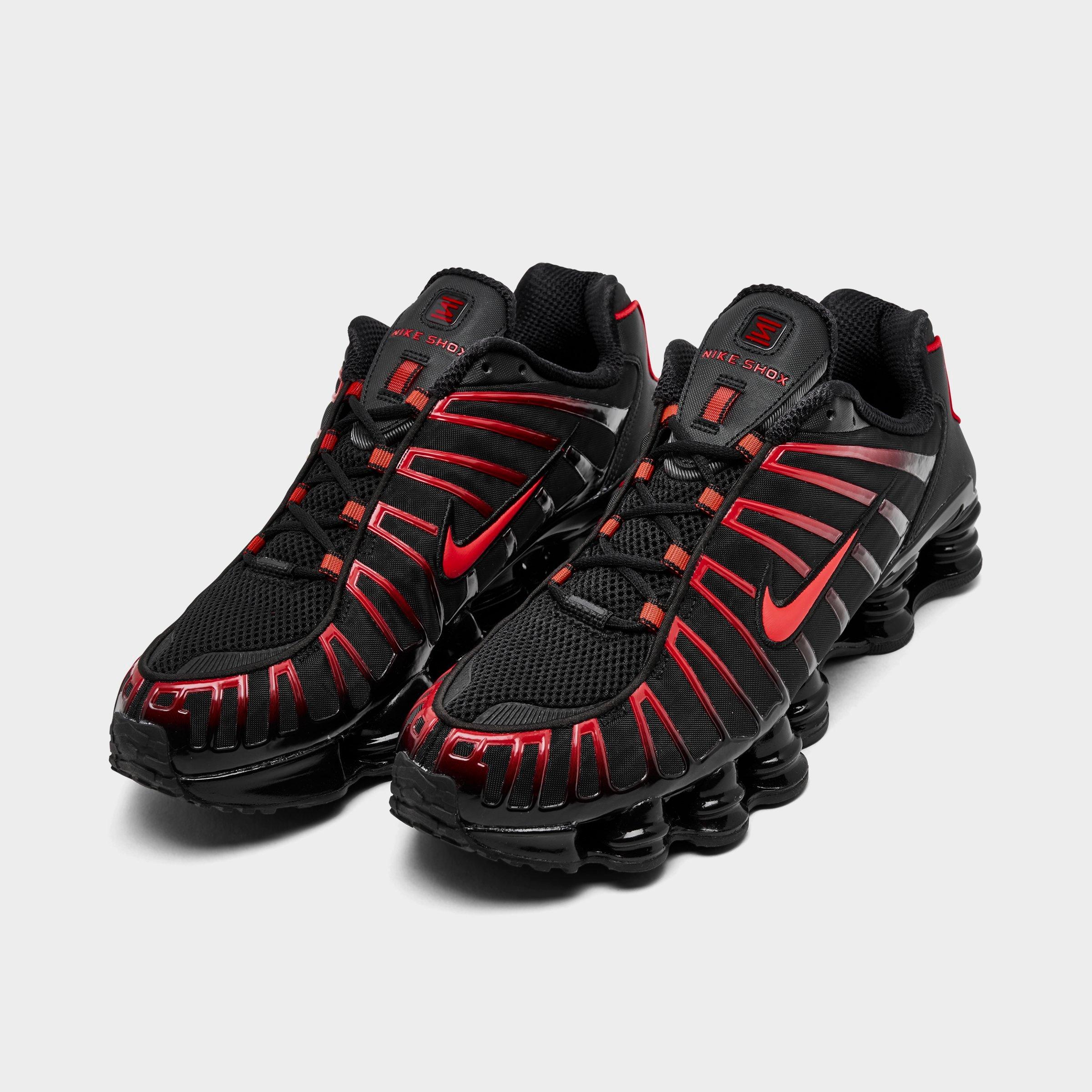 Men's Nithtke Shox TL Casual Shoes - Part 2 - Black/Black/Light Crimson - Both shoes facing left