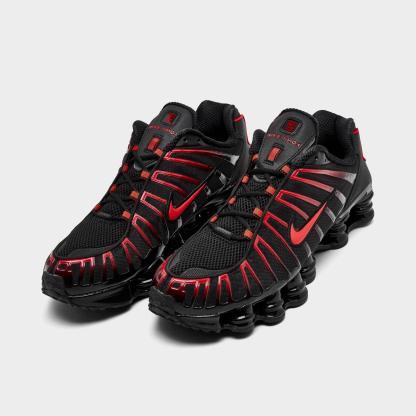 Men's Nithtke Shox TL Casual Shoes - Part 2 - Black/Black/Light Crimson - Both shoes facing left
