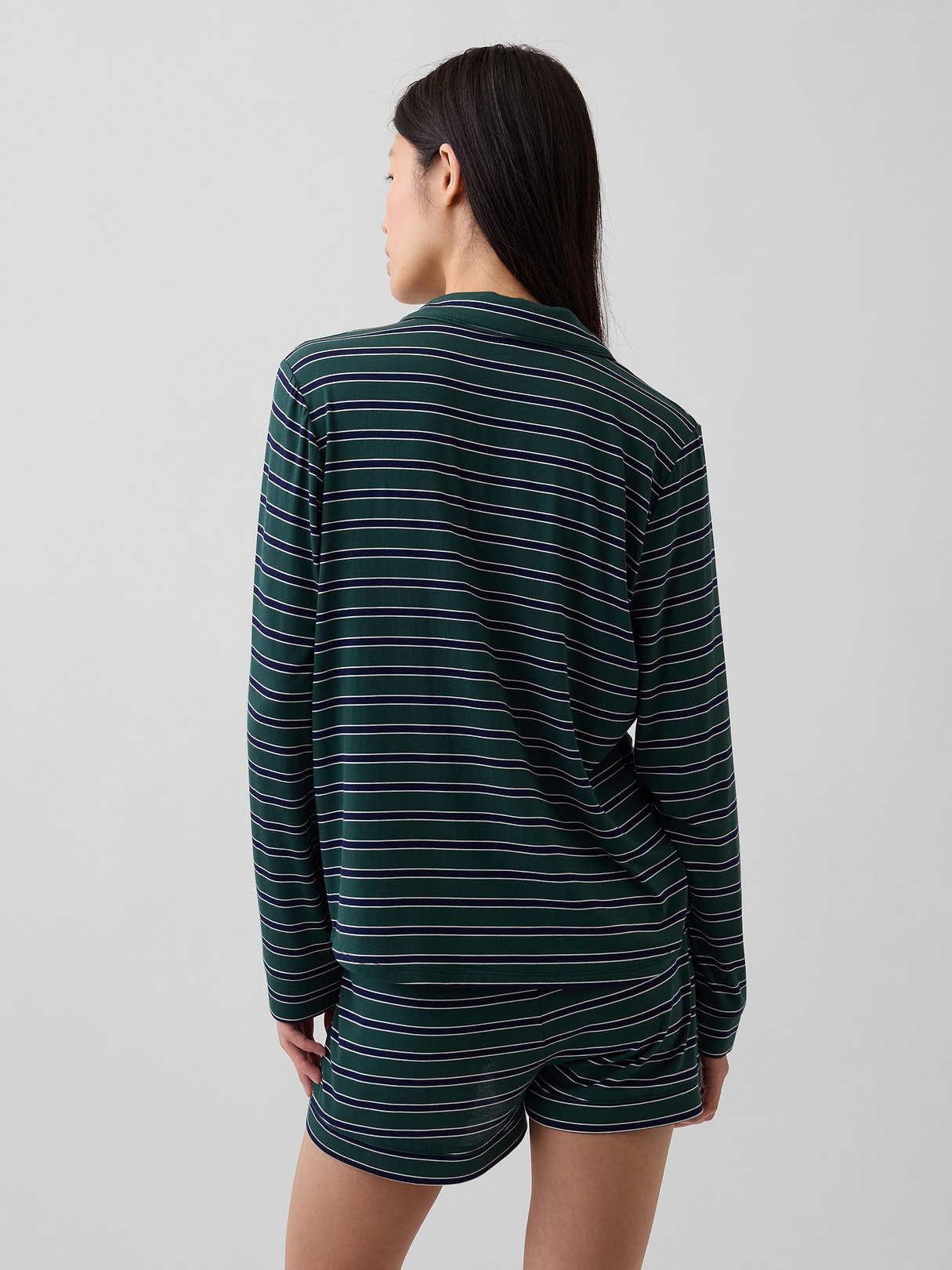 SoftMade Modal PJ Top - Blue & green stripe