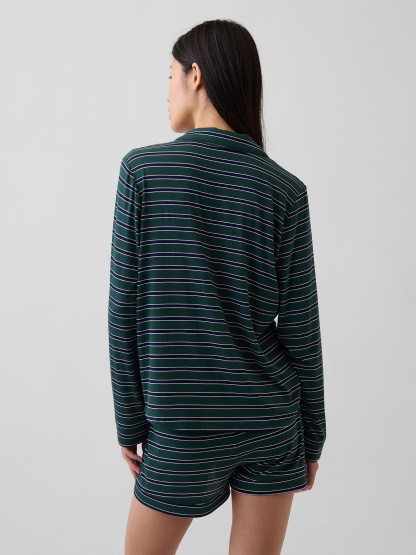 SoftMade Modal PJ Top - Blue & green stripe