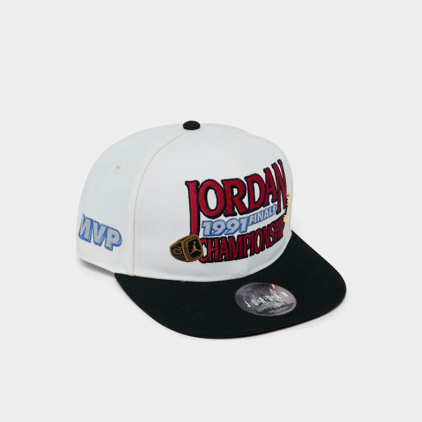 Jordan AJ6 1991 Finals Pro Snapback Hat - Pale Ivory/Black - view 3