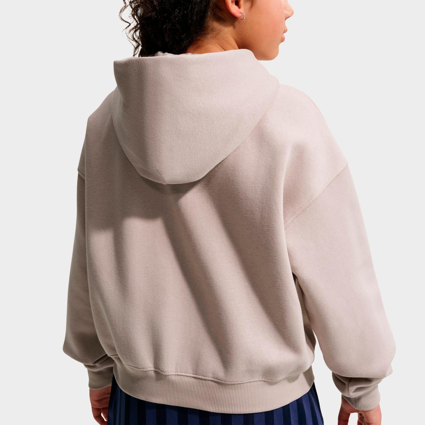 Girls' Big Kids' Nithtke Sportswear Studio Fleece Oversized Full-Zip Hoodie - Moon Particle/White