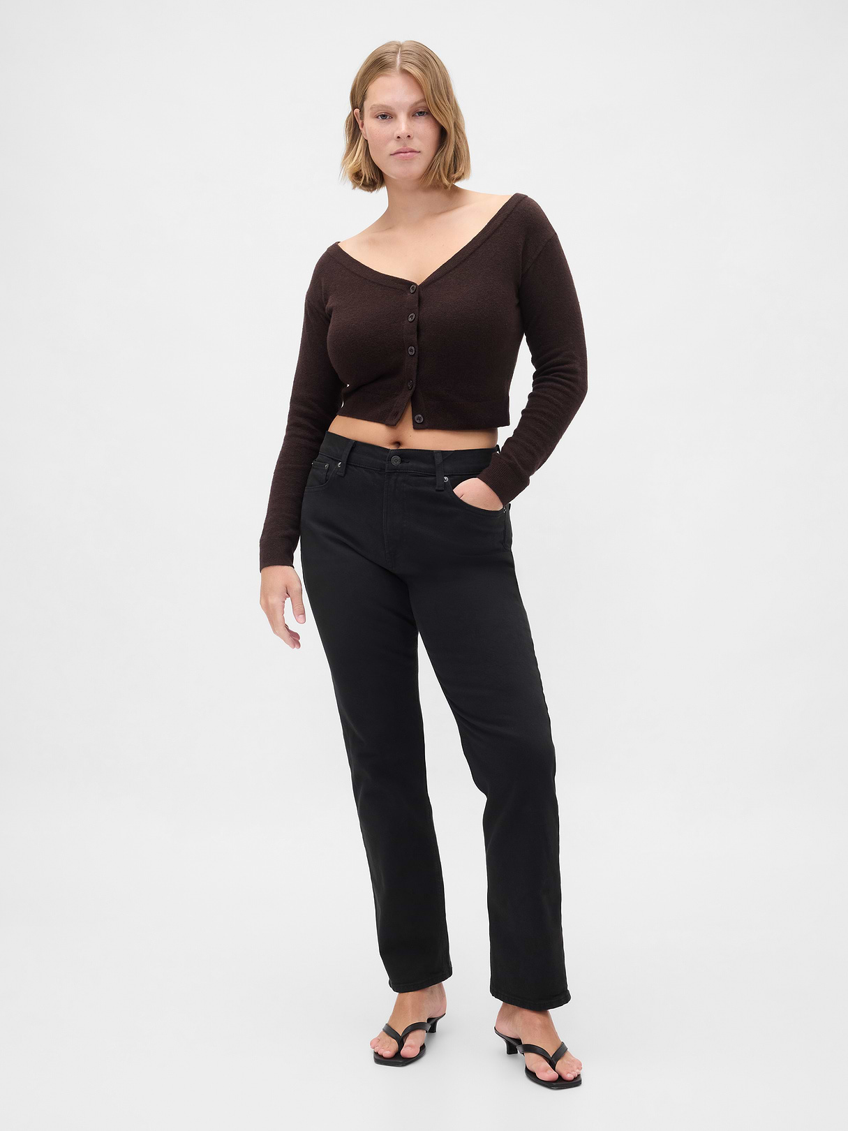 High Rise '90s Slim Straight Jeans - Black wash