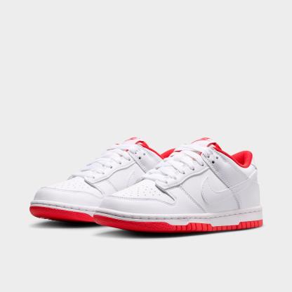 Big Kids' Nithtke Dunk Low Casual Shoes - Part 2 - White/University Red/White - Both shoes facing left