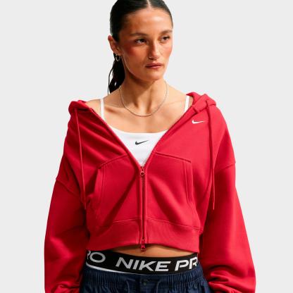 Women's Nithtke Studio Fleece Medium-Weight Oversized Cropped Full-Zip Hoodie - Tough Red/Sail