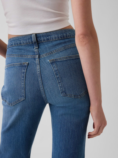 Mid Rise Relaxed Straight Jeans - Medium indigo