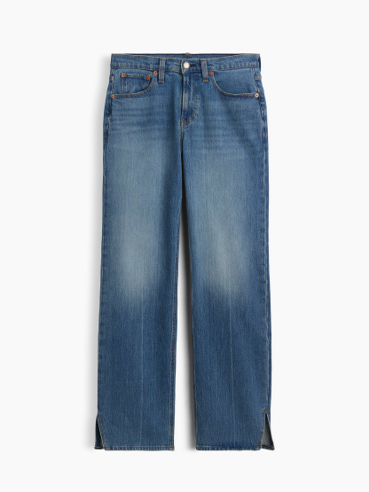 Mid Rise Relaxed Straight Jeans - Medium indigo