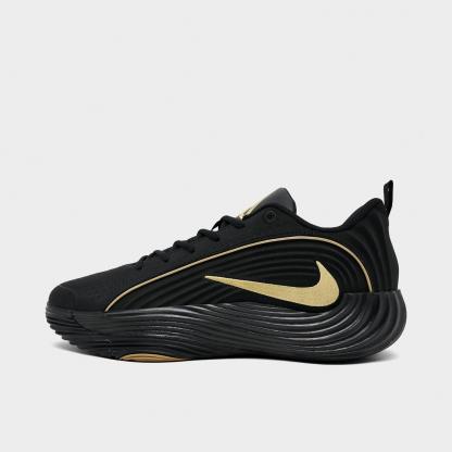 Men's Nithtke Giannis Immortality 5 Basketball Shoes - Part 1 - Black/Gum Light Brown/Volt/Metallic Gold - Left shoe facing left. Outside of the shoe.