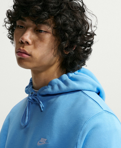 Nike Men's Club Pullover Fleece Hoodie Logo - Football Blue/White