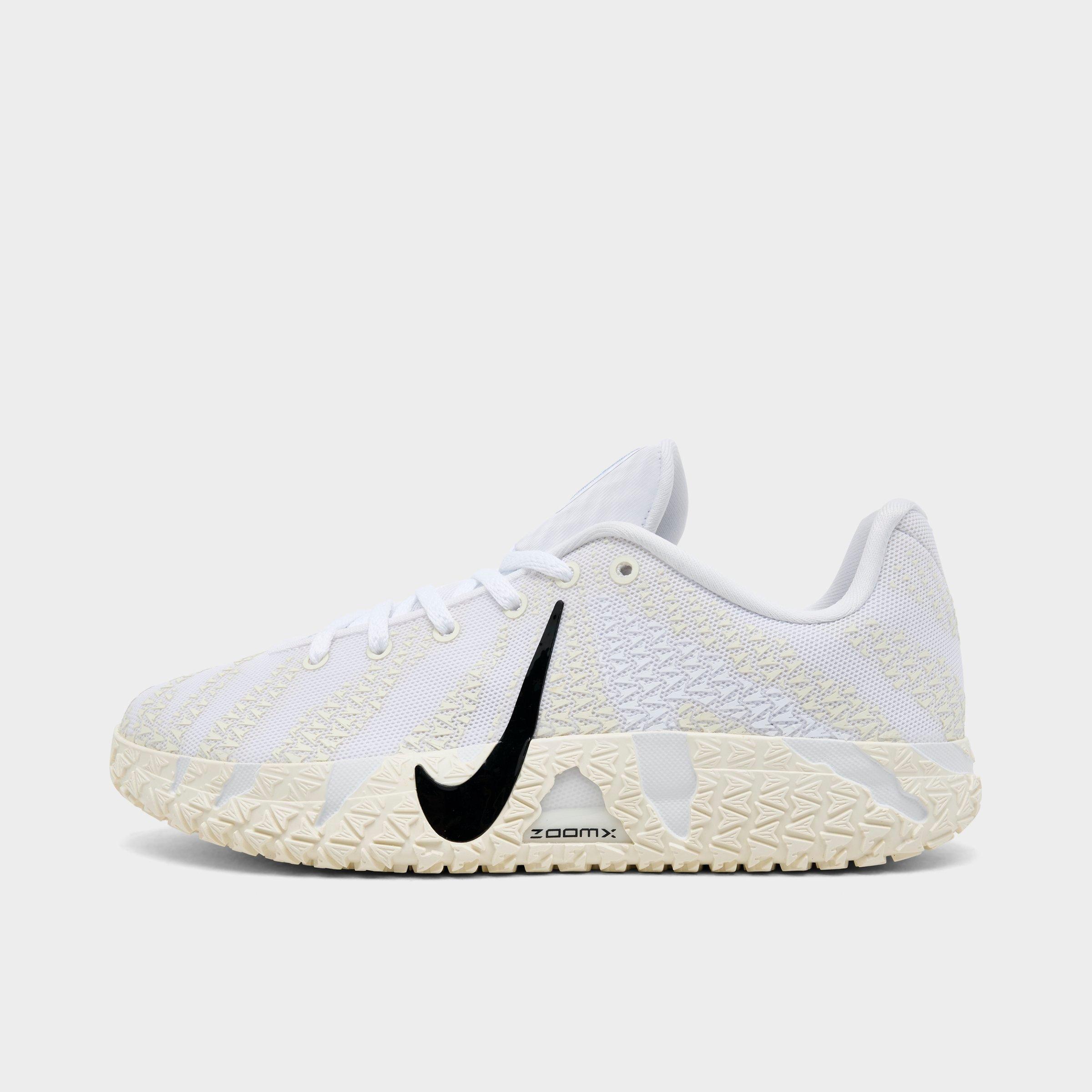 Big Kids' Nithtke Ja 3 Basketball Shoes - White/Coconut Milk/Desert Khaki/Black - Left shoe facing left. Outside of the shoe.