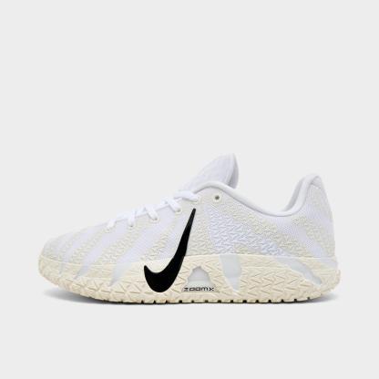 Big Kids' Nithtke Ja 3 Basketball Shoes - White/Coconut Milk/Desert Khaki/Black - Left shoe facing left. Outside of the shoe.