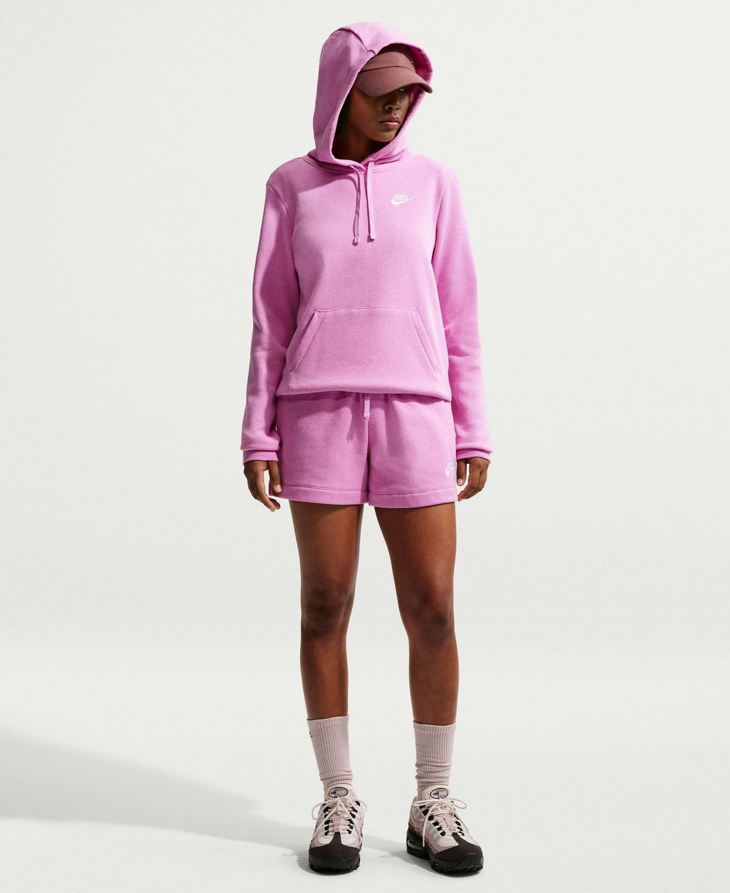 Nike Women's Sportswear Club Fleece Pullover Hoodie - Light Magenta/Heather/white