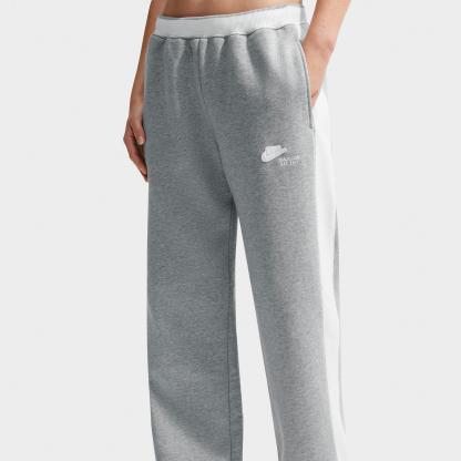 Women's Nithtke Studio Fleece Medium-Weight "Nithtke Run Club" Mid-Rise Track Pants - Dark Grey Heather/Sail/Sail
