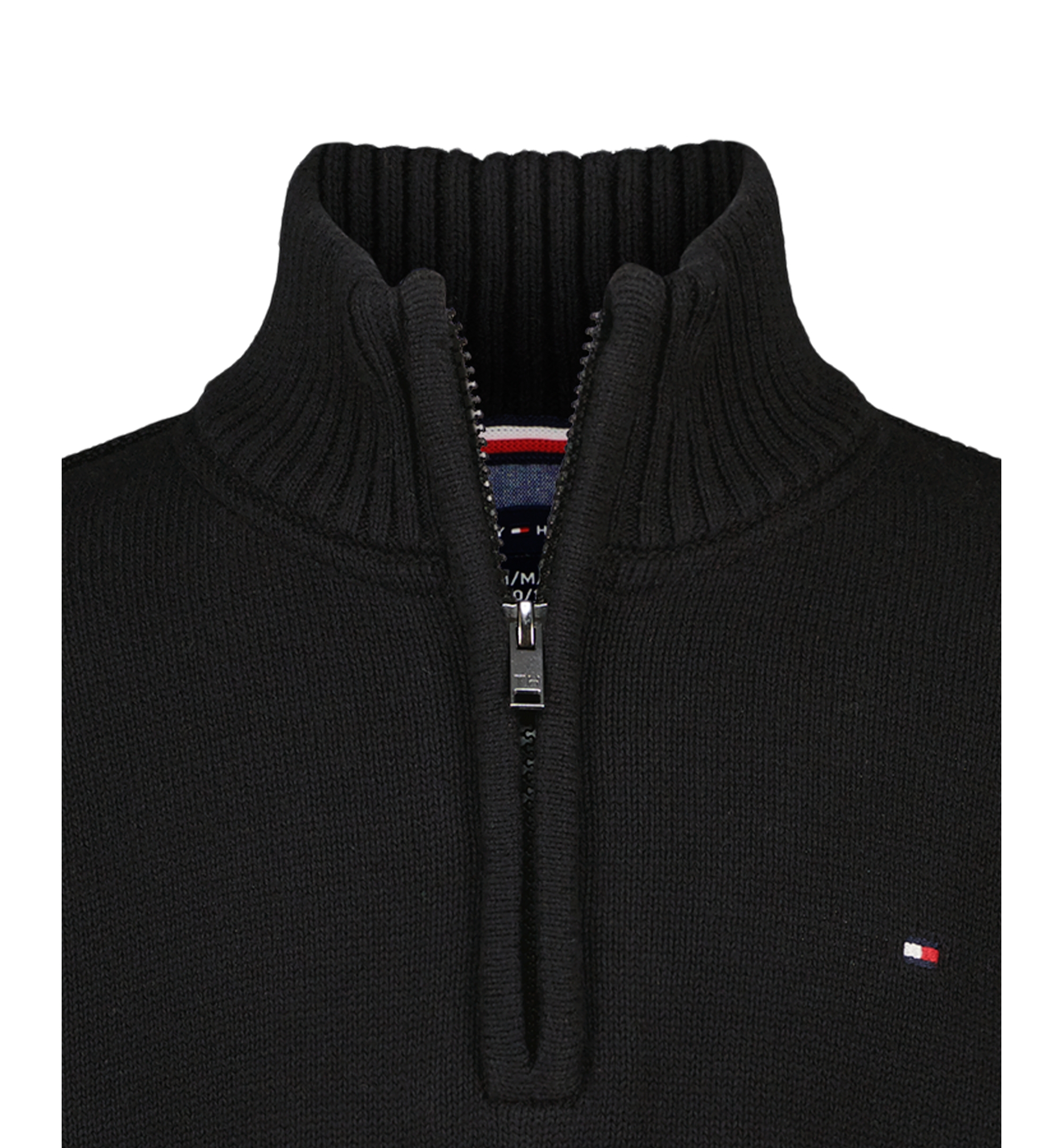 Tommy Hilfiger Boys' 8-20 Zipneck Cotton Quarter-Zip Sweater - Black