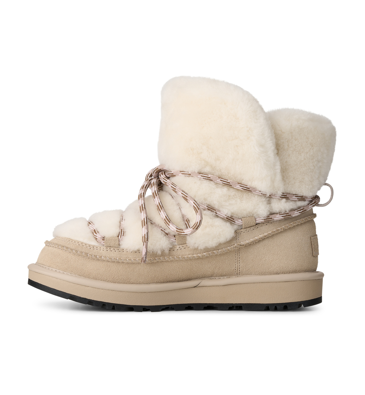 UGG® Women's Classic Tread Fluffed Sheepskin Lace-Up Boots - Moonlight