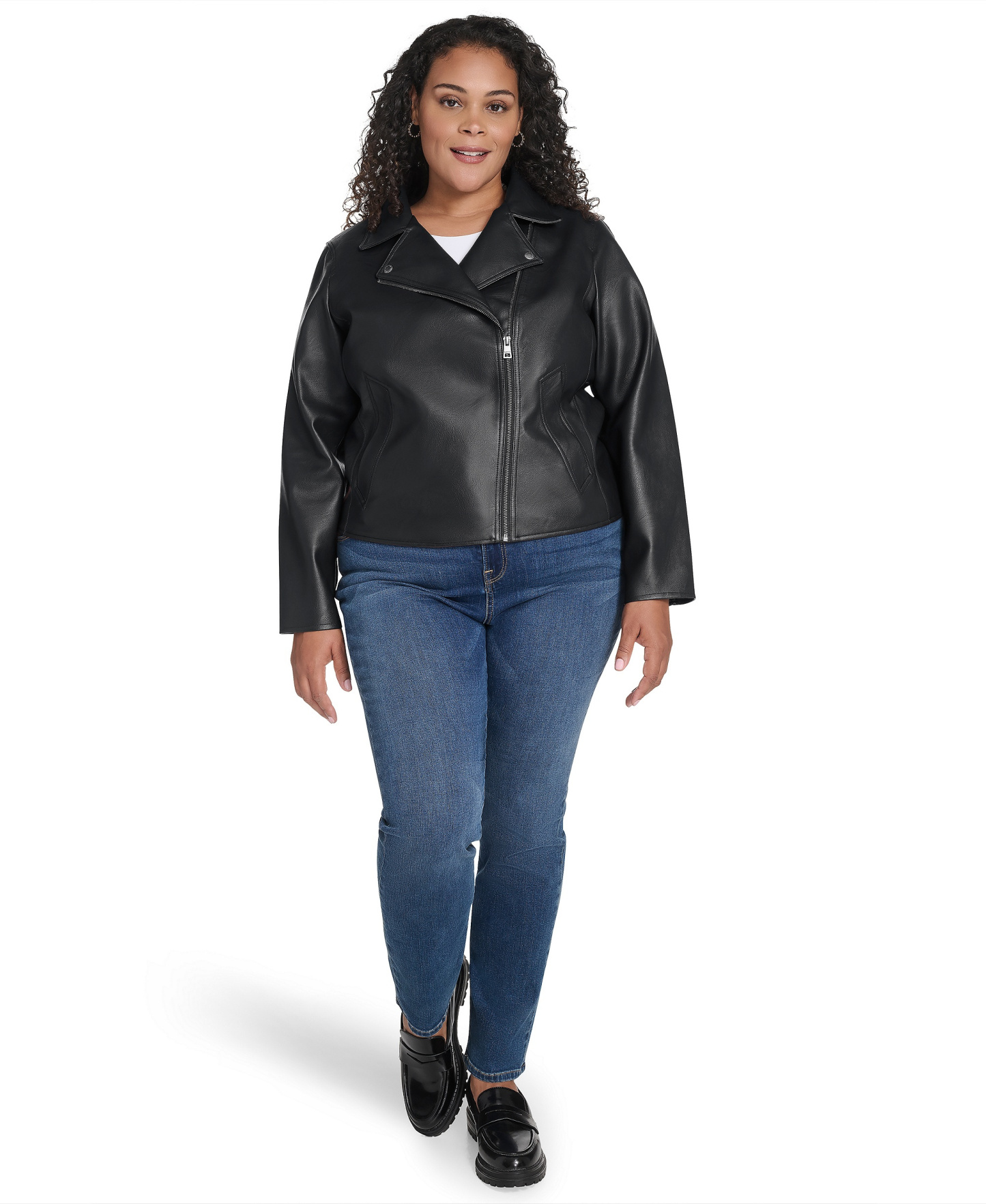 Levi's Women's Faux-Leather Asymmetric-Zip Moto Jacket - Black