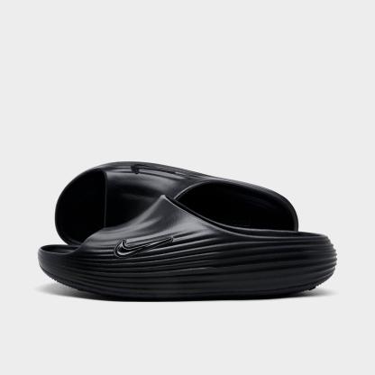 Men's Nithtke ReactX Rejuven8 Slide Sandals - Black/Black/Black - Left shoe facing left. Outside of the shoe.