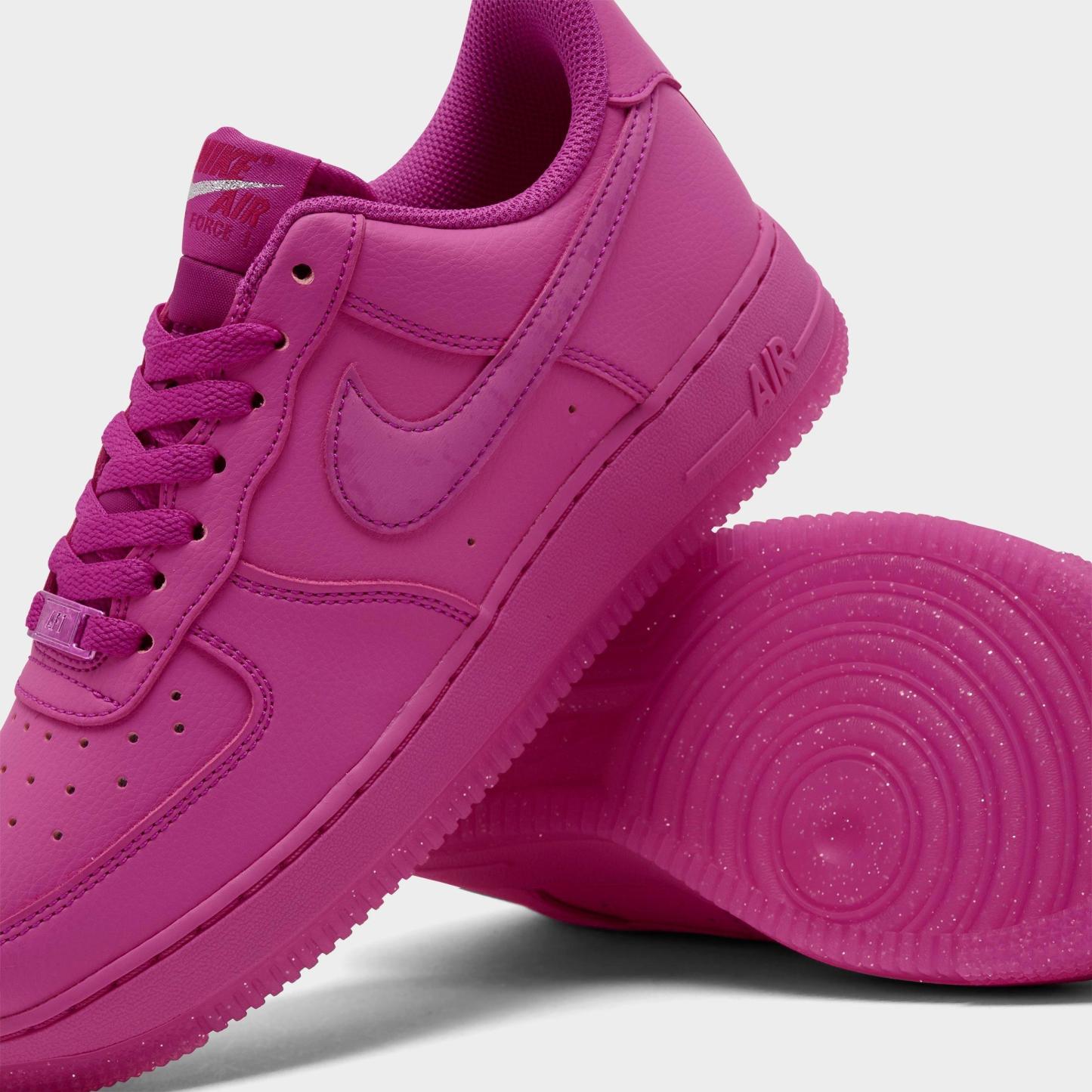 Women's Nithtke Air Force 1 '07 Casual Shoes - Fire Pink/Fireberry/Metallic Silver/Fire Pink - Detail shot