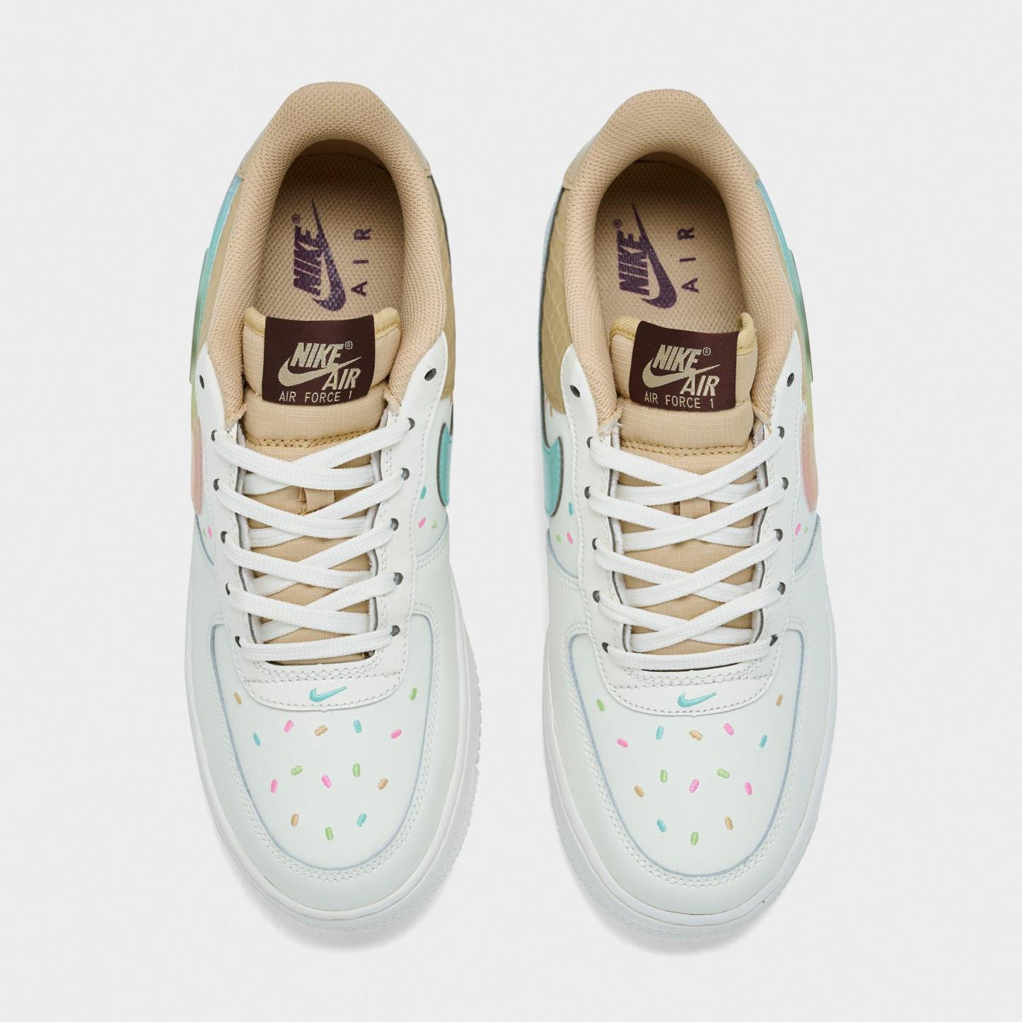 Big Kids' Nithtke Air Force 1 Low Casual Shoes - Sail/Multicolor/Sesame/Lemon Venom/Bleached Turquoise/Chile Red - Top view