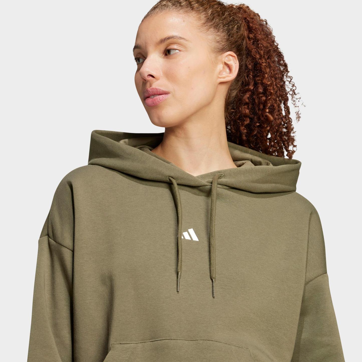 Women's adidas Sportswear Essentials Small Logo Feel Cozy Hoodie - Olive Strata/White