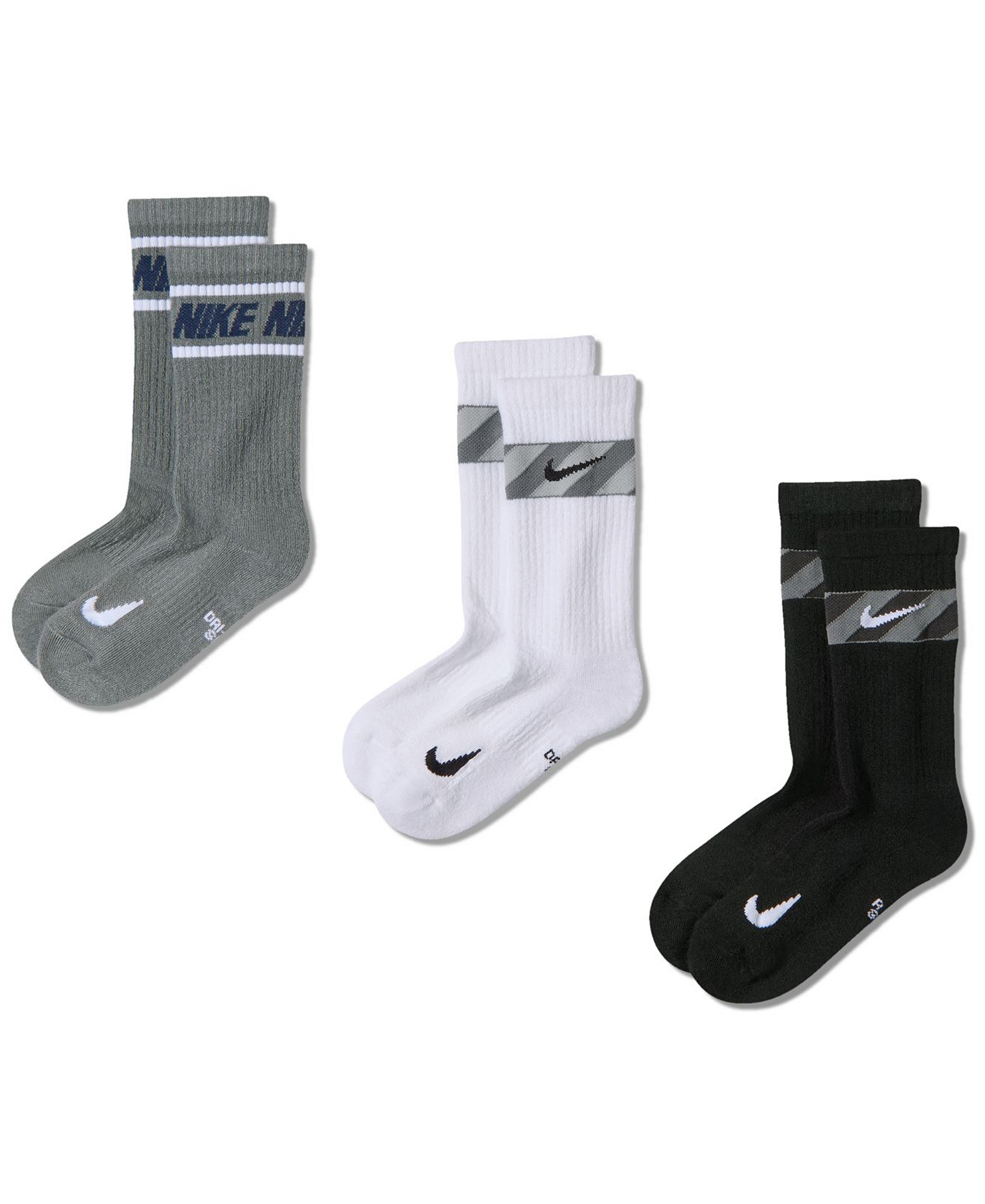 Nike Everyday Kids' Cushioned Crew Socks, 6-Pack - Gray/Multi-Color