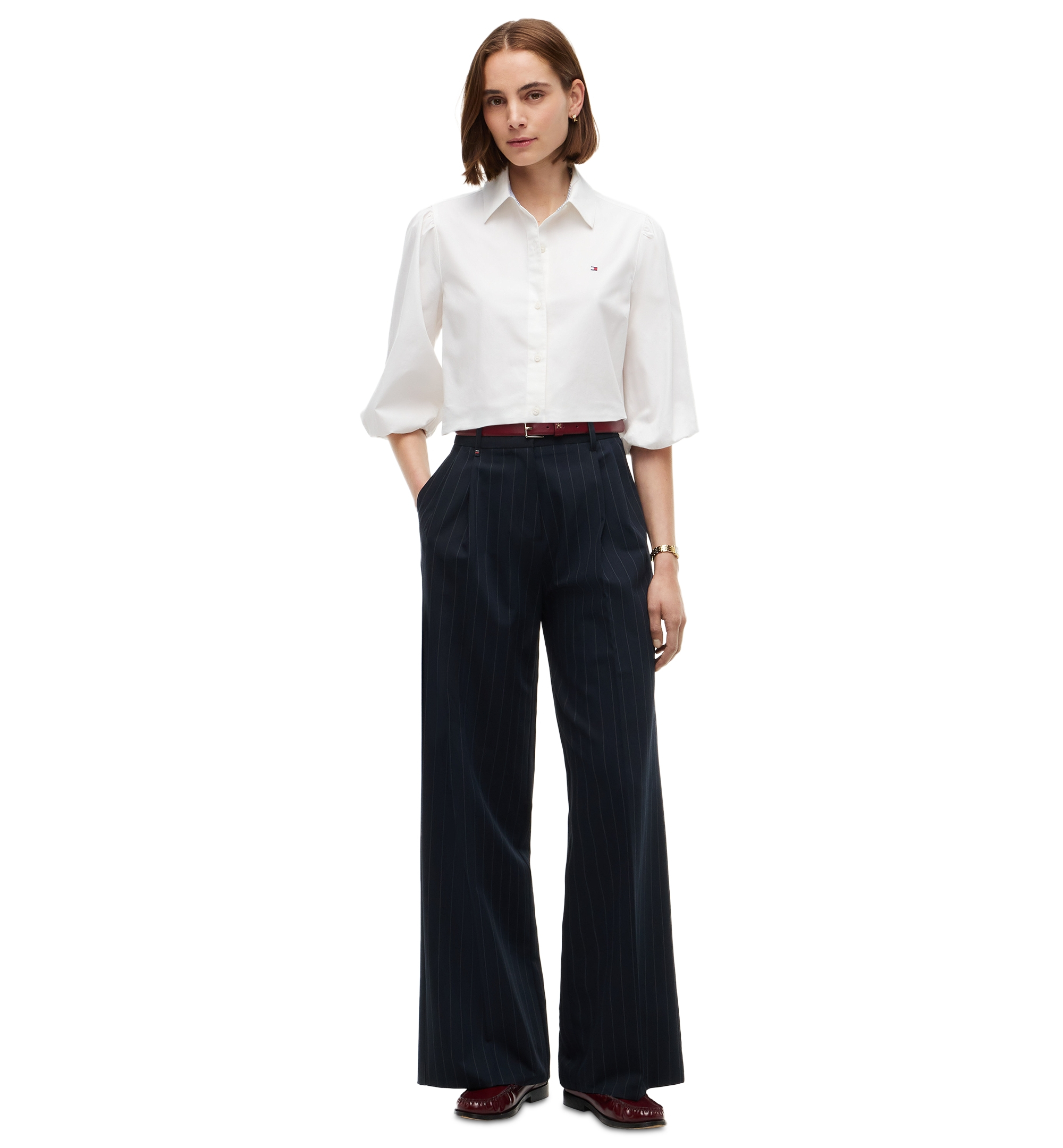 Tommy Hilfiger Women's Puff-Sleeve Button-Front Shirt - Ecru