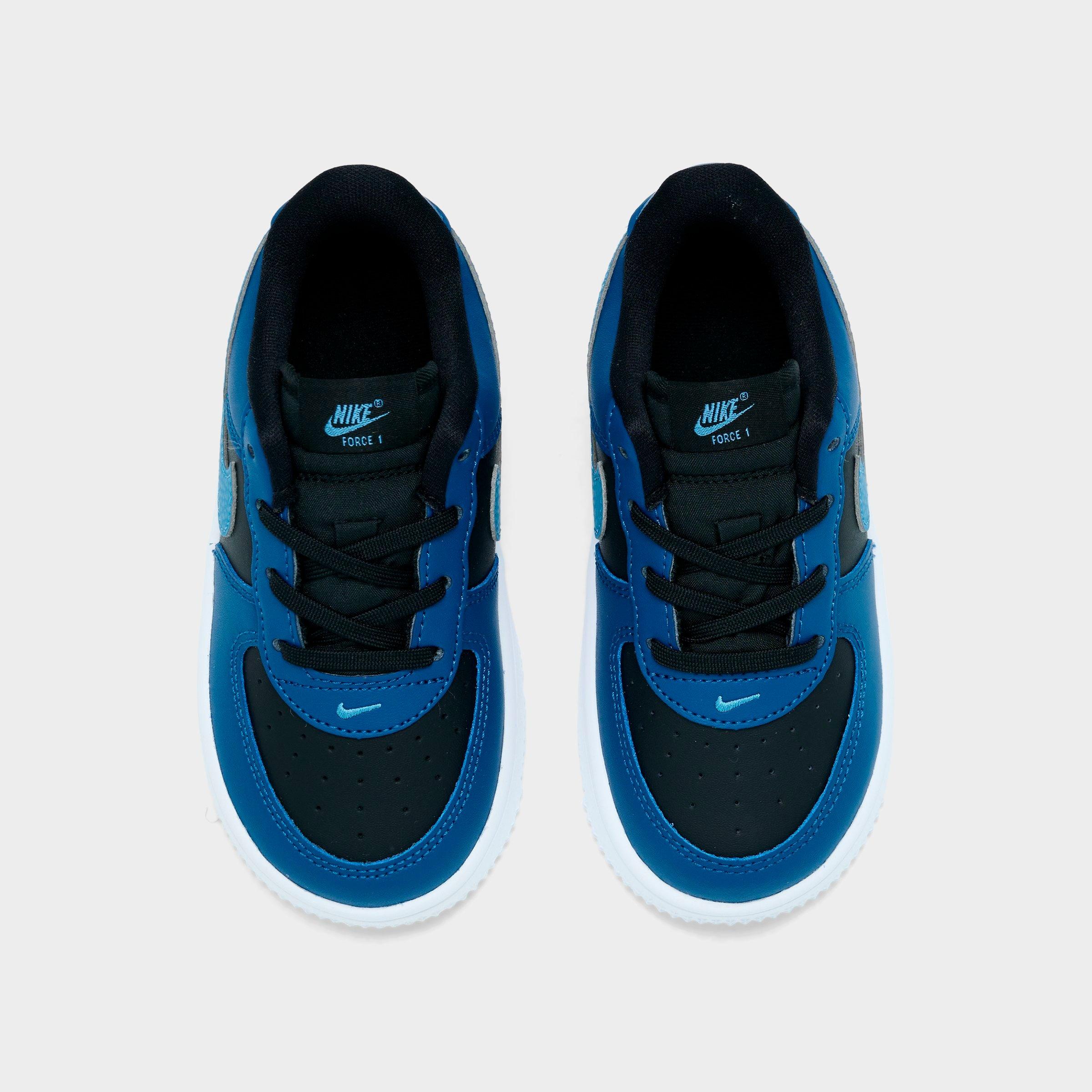 Infant and Kids' Toddler Nithtke Force 1 Low Casual Shoes - Part 1 - Black/Court Blue/White/Dutch Blue - Top view