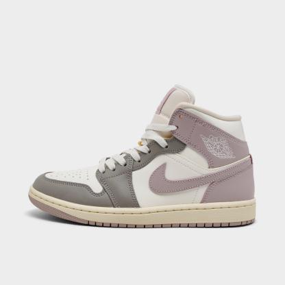 Women's Air Jordan Retro 1 Mid Casual Shoes - Sail/Enigma Stone/Coconut Milk/Particle Rose - view 1