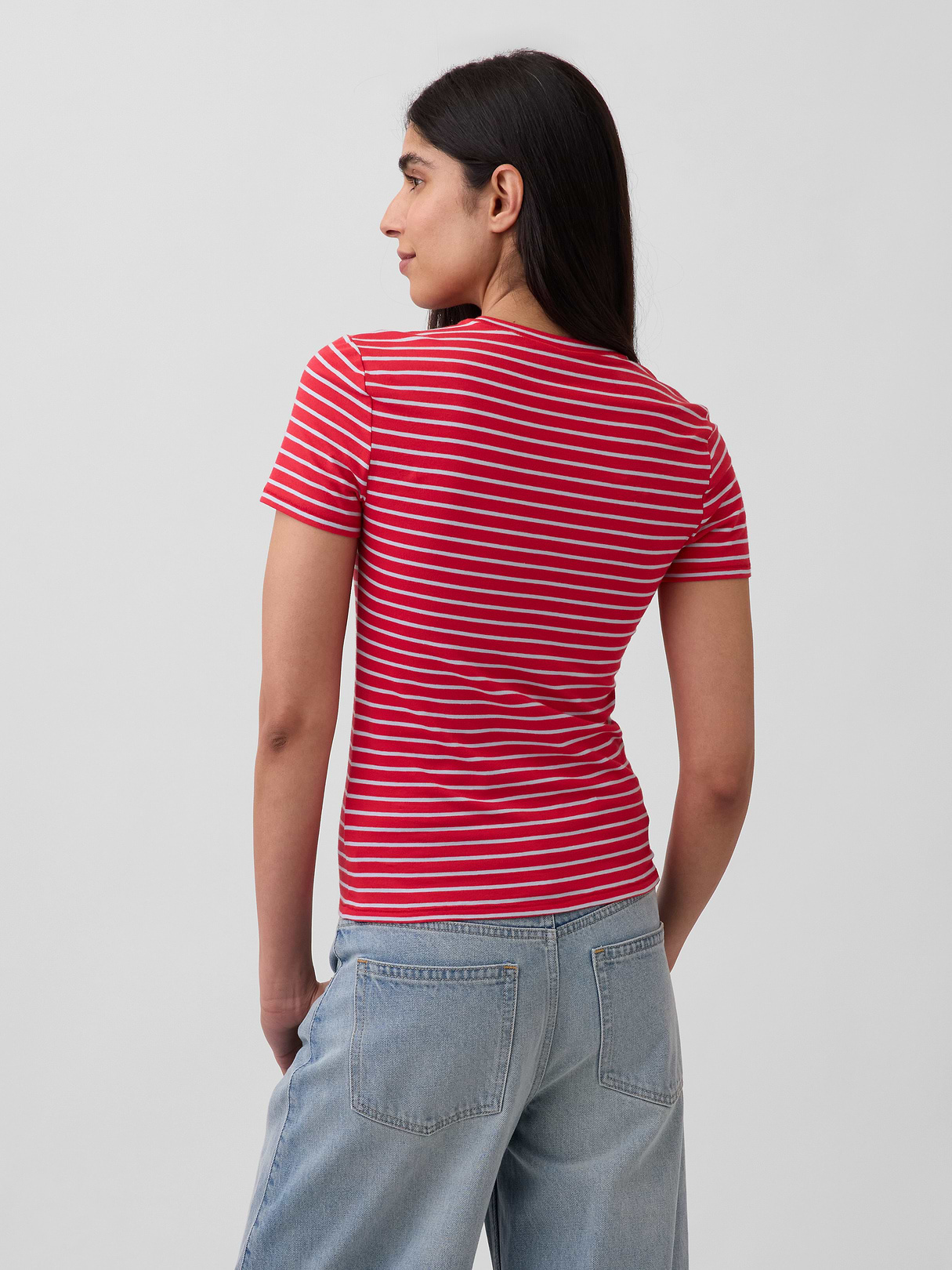CloseKnit Jersey T-Shirt - Red & blue stripe