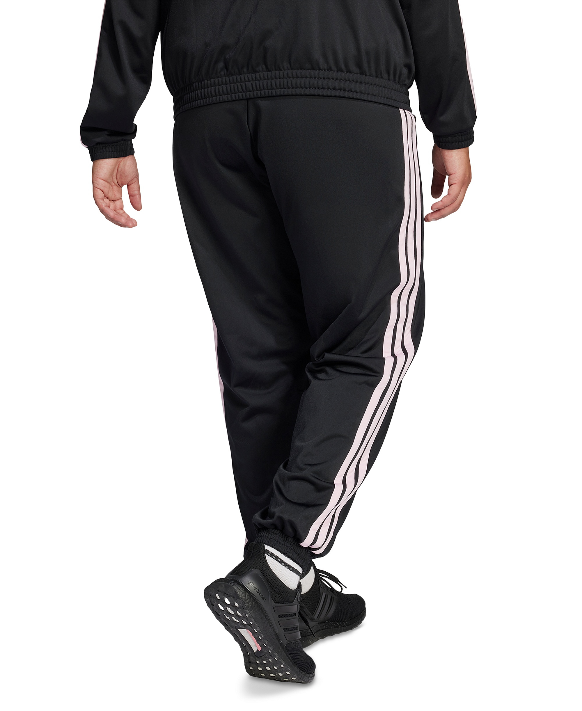 adidas Plus Size Tricot 3-Stripes Track Pants - Black/Clear Pink