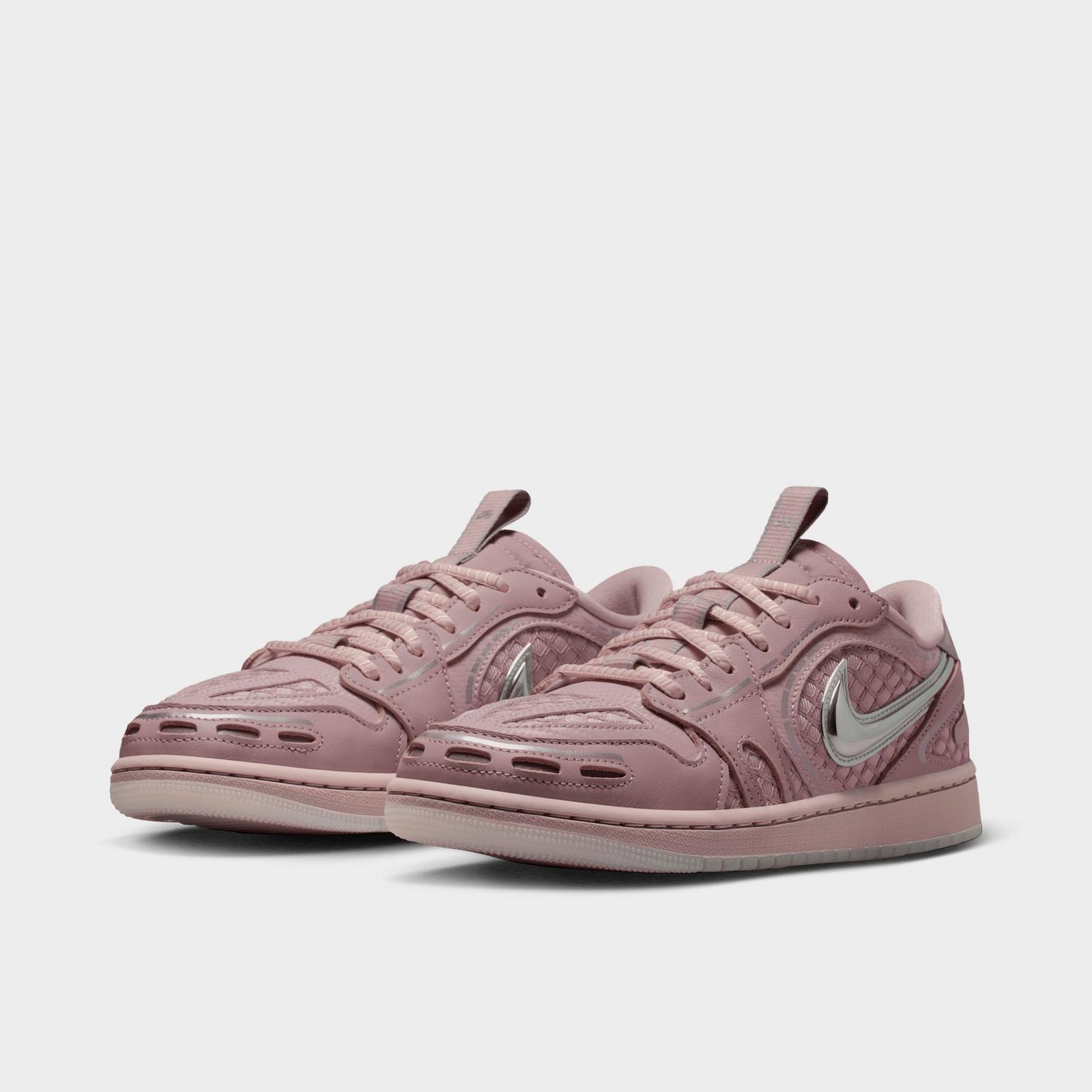 Women's Air Jordan 1 Low Method of Make Casual Shoes - Particle Rose/Barely Rose/Metallic Silver/Enigma Stone - view 2