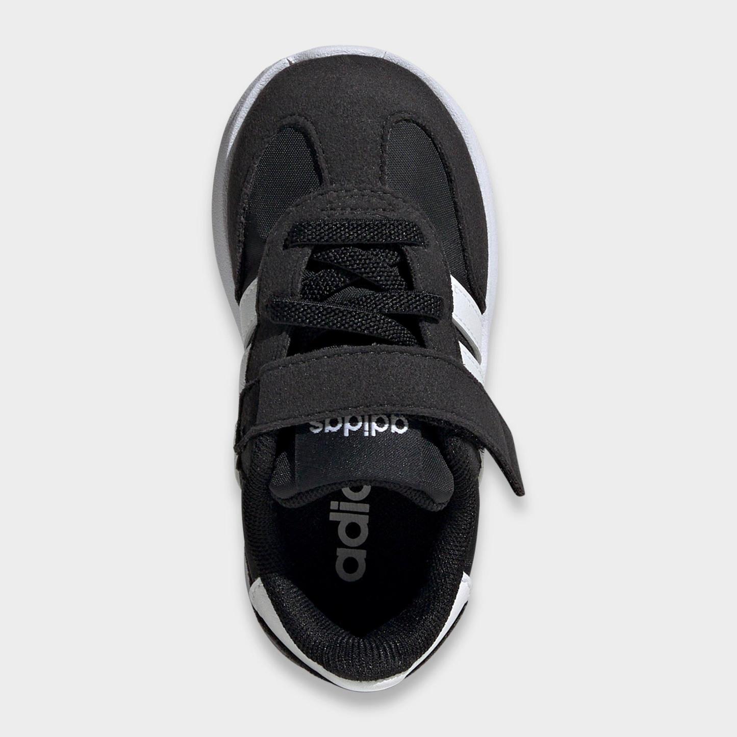 Kids' Toddler adidas Run 70s 2.0 Hook-And-Loop Stretch Lace Casual Shoes - Core Black/Footwear White/Core Black - Top view