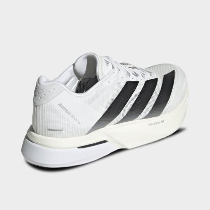 Men's adidas Adizero Boston 13 Running Shoes - White/Black/Dash Grey - Back view